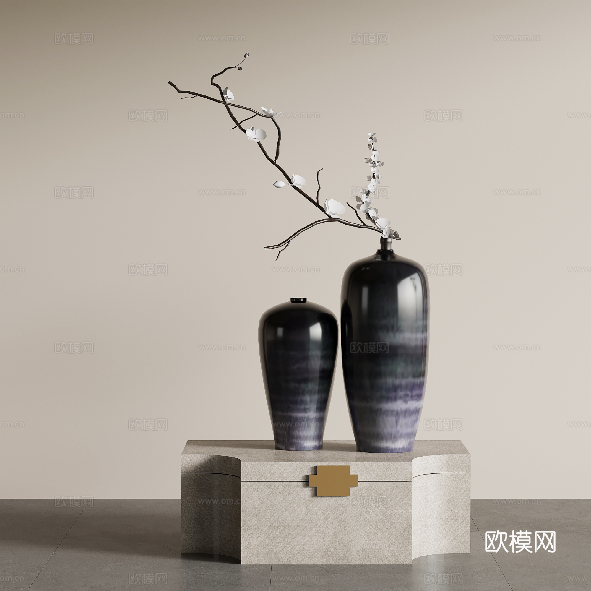 新中式花瓶 花艺su模型