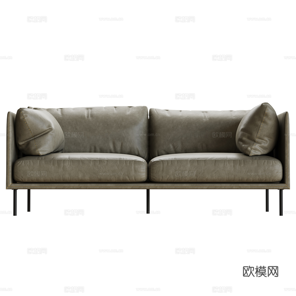 现代意式双人皮革休闲沙发3d模型下载（渲染图2）