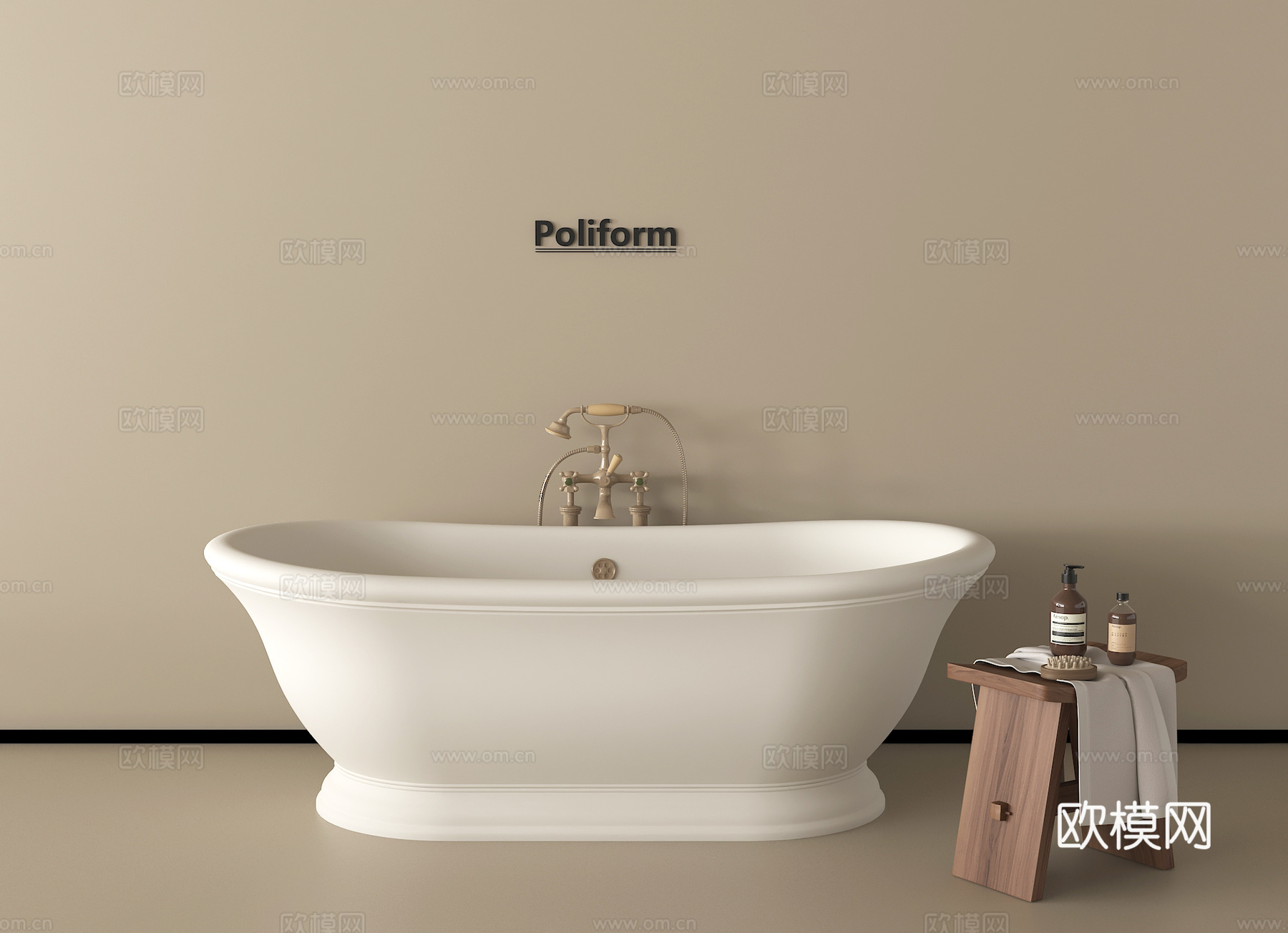欧式浴缸 浴盆 水龙头 卫浴小件3d模型下载