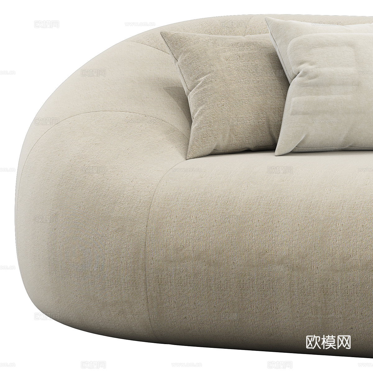 现代奶油风布艺休闲沙发3d模型下载（渲染图6）