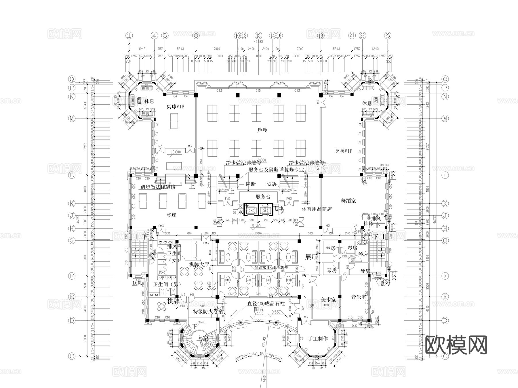 体育馆 乒乓球馆 运动空间 运动馆 球馆 乒乓球室cad施工图