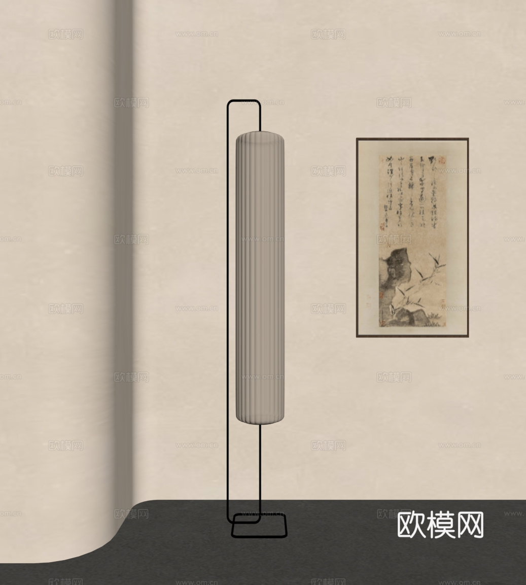 新中式落地灯su模型