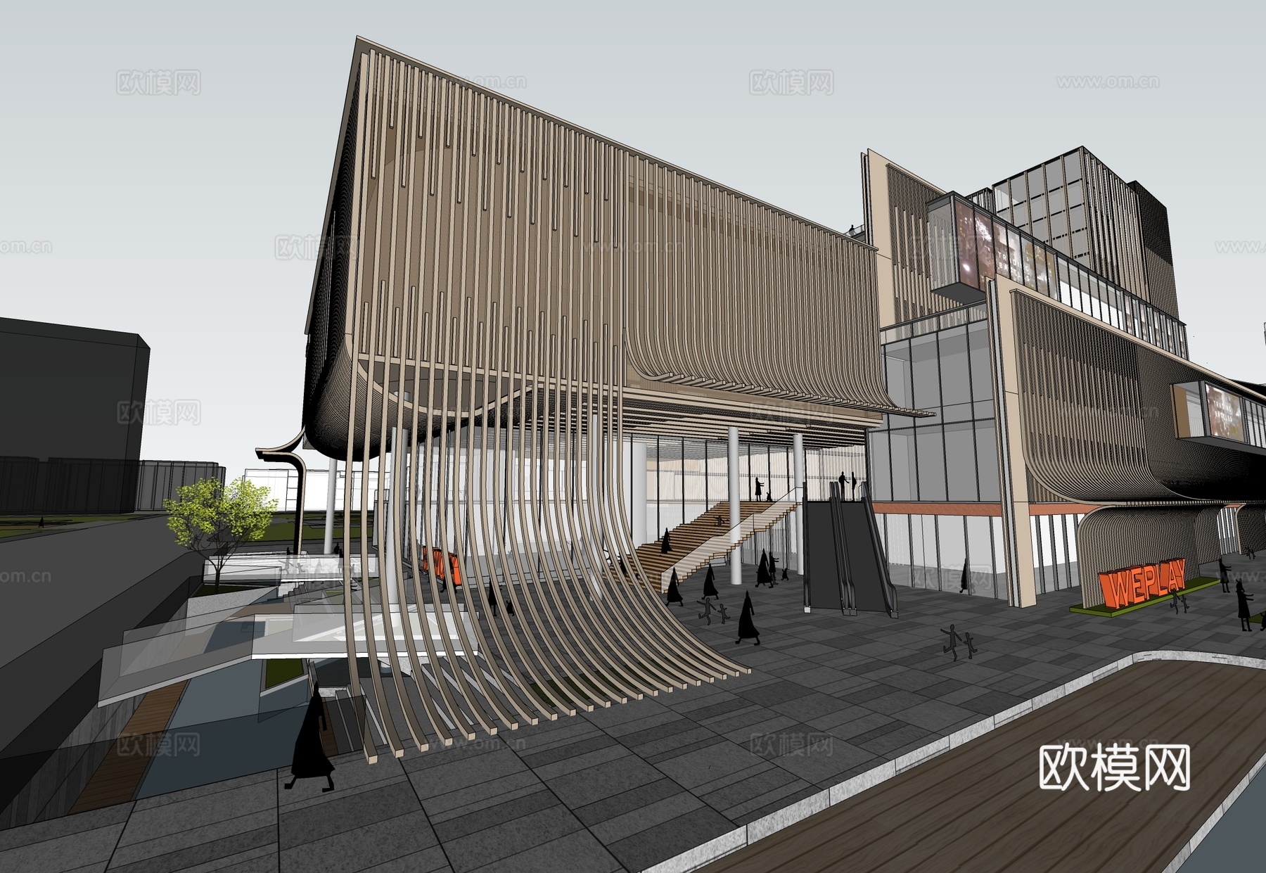 商业综合体 商场建筑  办公楼建筑su模型