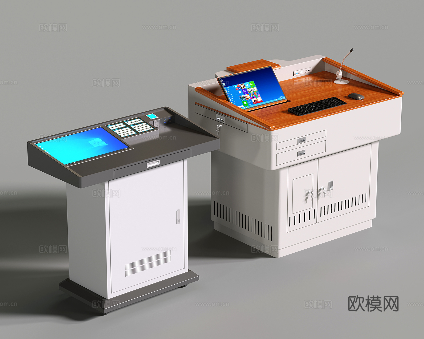现代讲台 讲桌 主持台 演讲桌 操作台3d模型下载