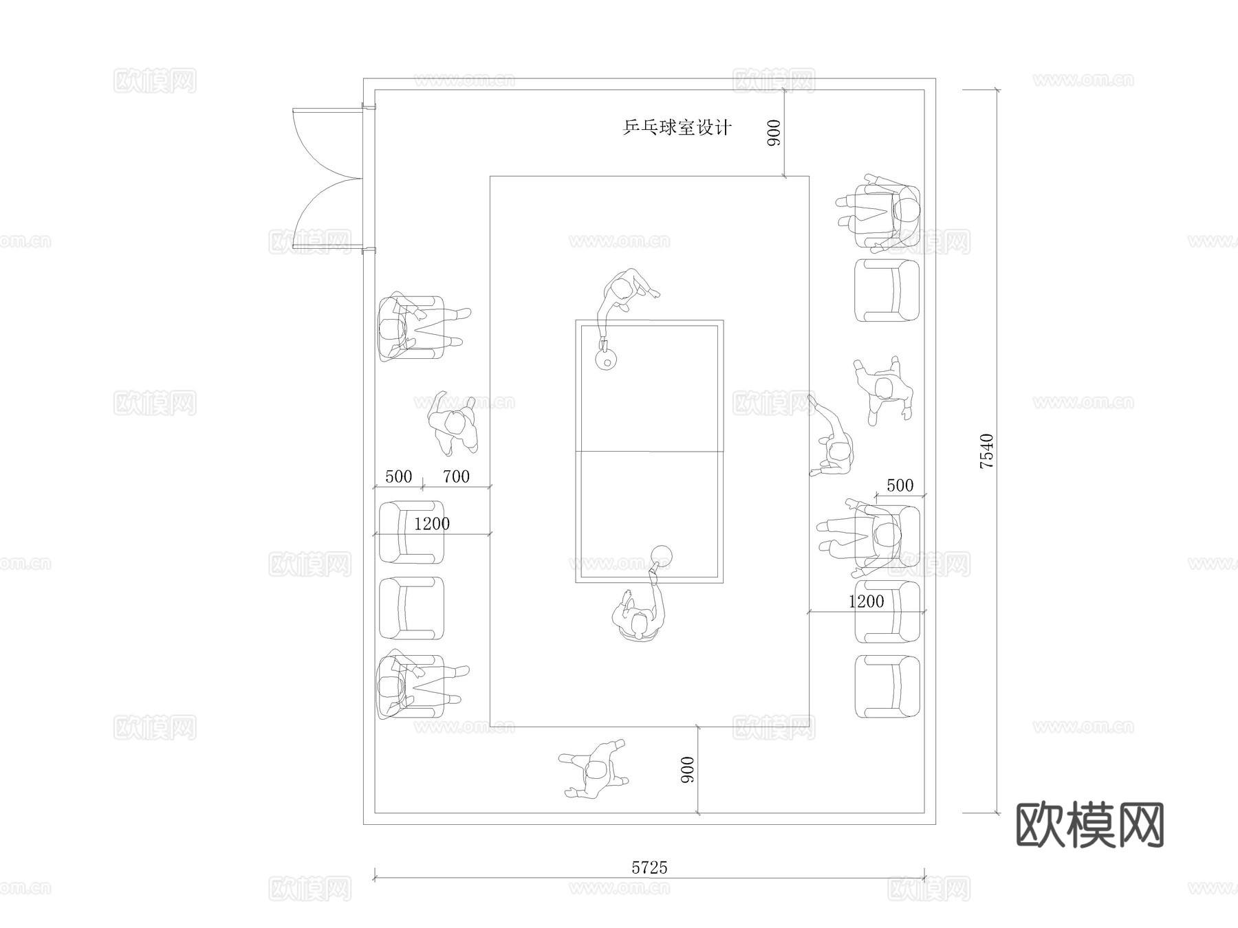 体育馆 乒乓球馆 运动空间 运动馆 球馆 乒乓球室cad施工图