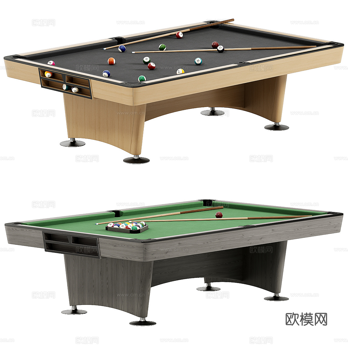 现代金冠台球桌3d模型下载（渲染图2）