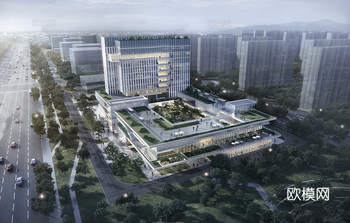 现代高层办公楼 商业综合体  办公楼建筑su模型