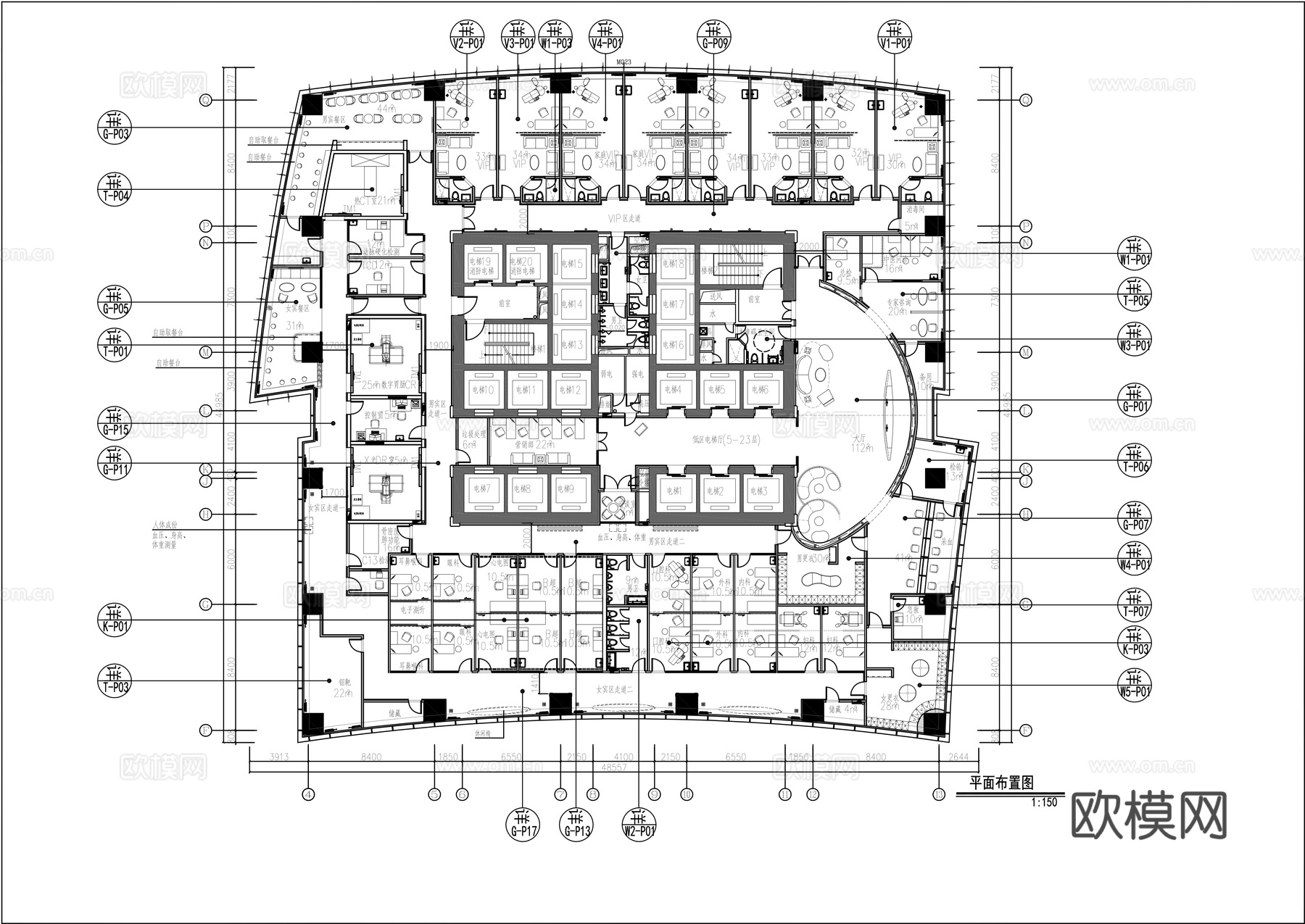 体检中心平面施工图cad施工图