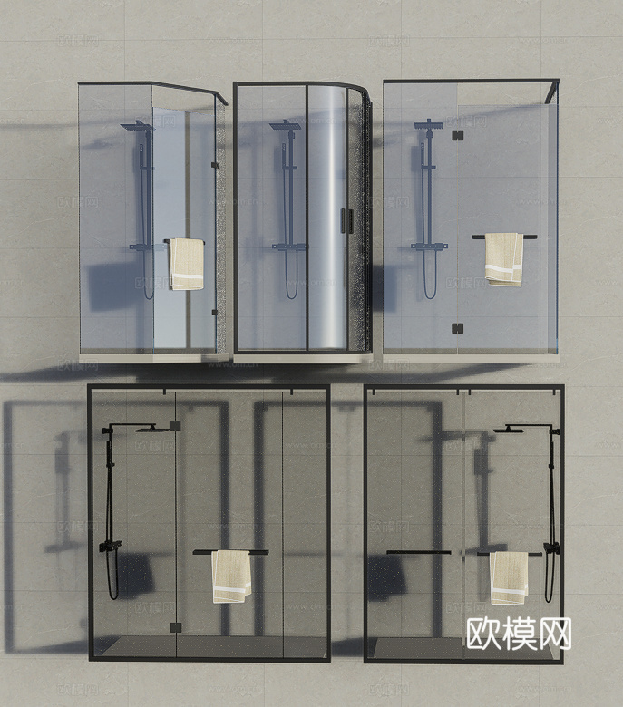 卫生间淋浴房隔断su模型