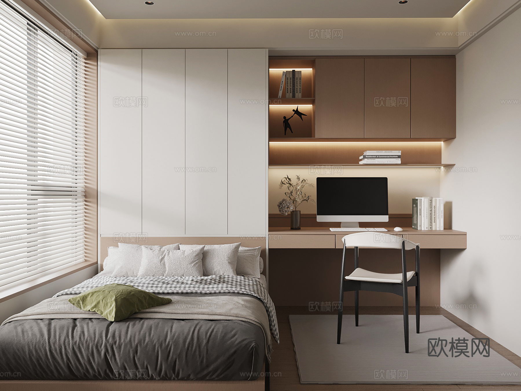 现代榻榻米卧室3d模型下载