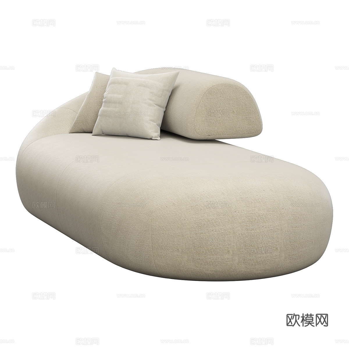 现代奶油风布艺休闲沙发3d模型下载（渲染图4）