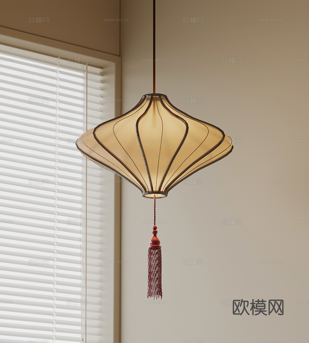 新中式吊灯su模型