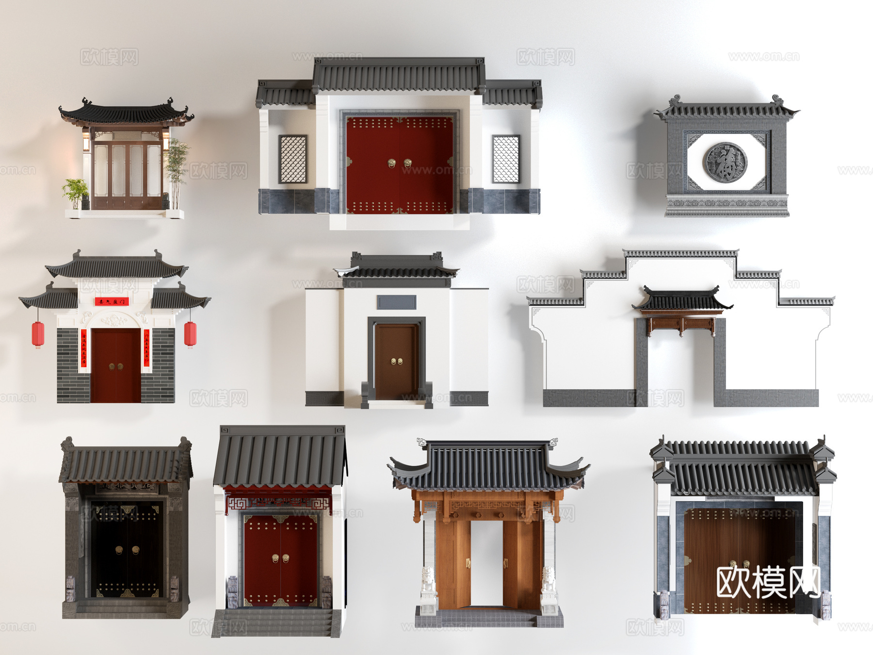 大门 院子大门 新中式大门 院落大门3d模型下载