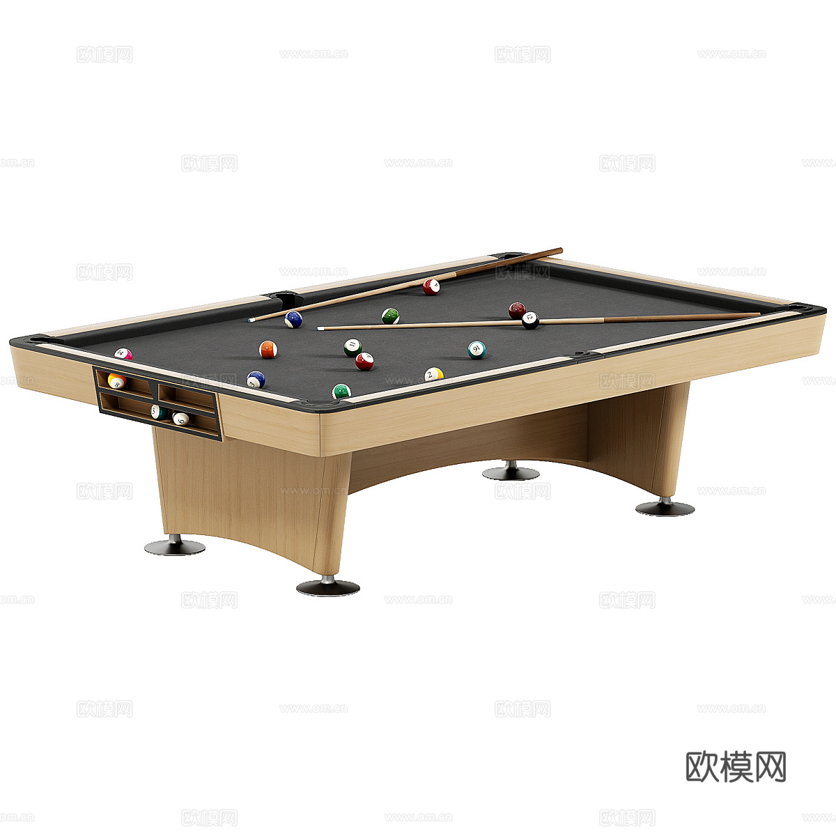 现代金冠台球桌3d模型下载（渲染图3）