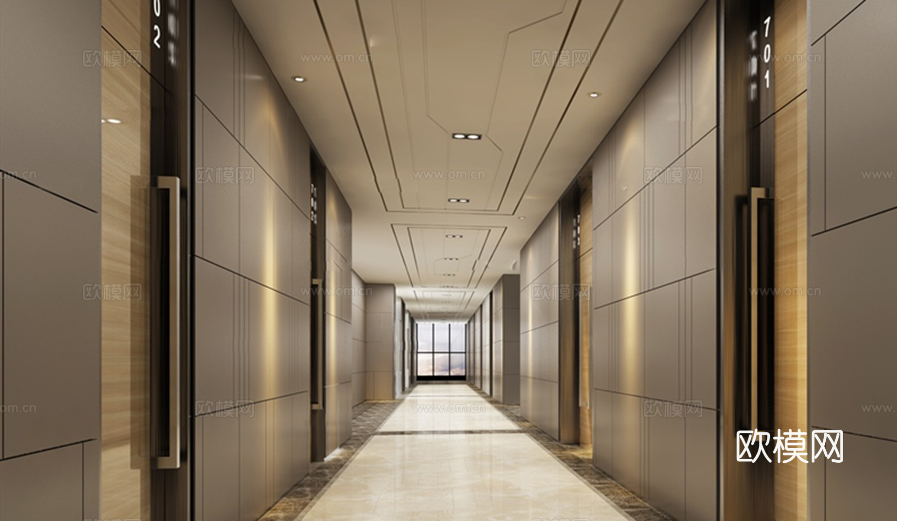 现代风格走廊过道3d模型下载