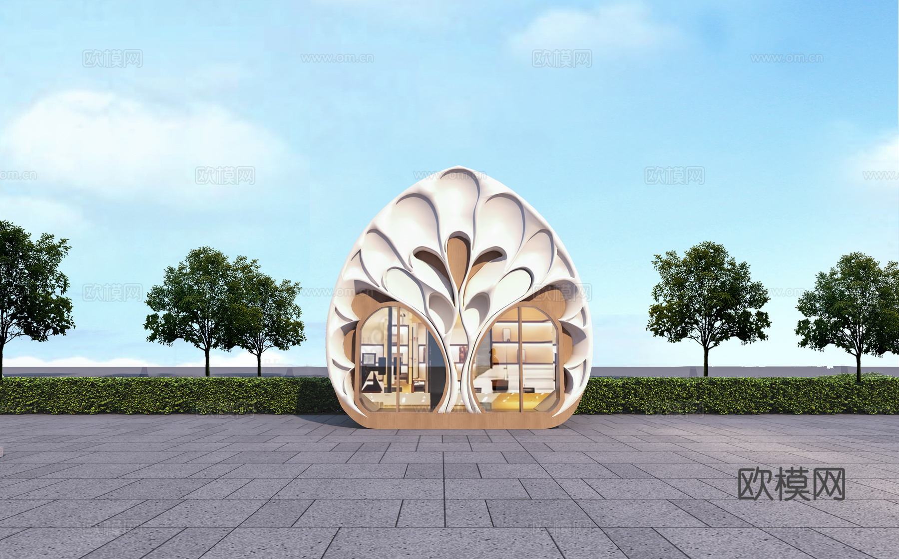 现代艺术铺面   异形美陈  街头集装铺面  艺术装置3d模型下载（渲染图1）