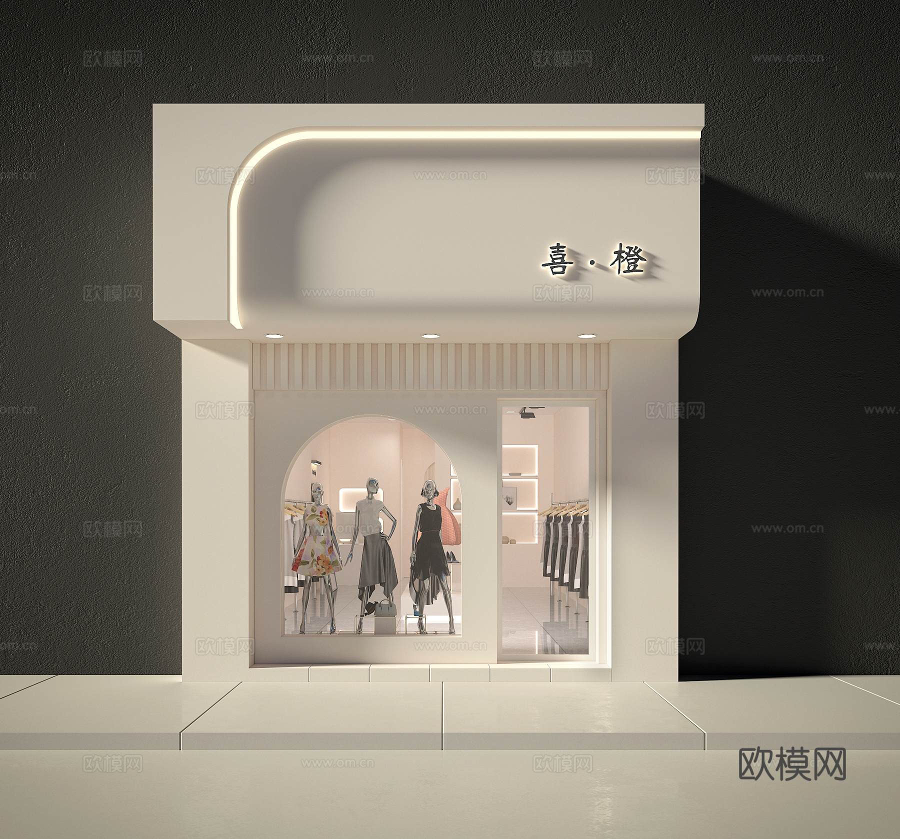 现代 门头 女装店门头su模型
