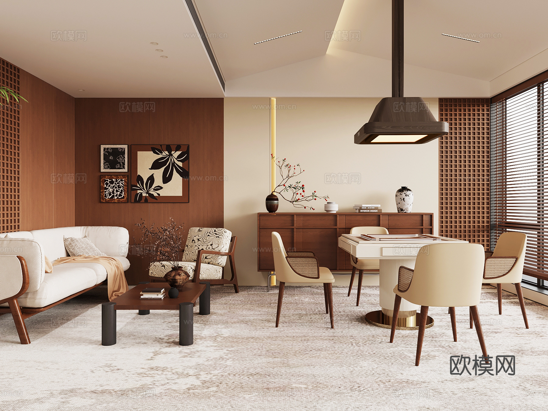 中古棋牌室 包间 玄关柜 沙发组合3d模型下载