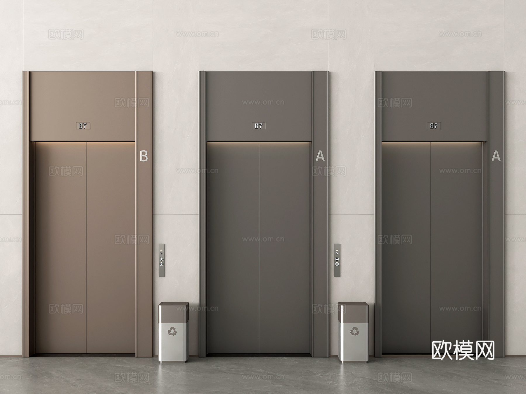现代电梯 升降梯 电梯间 电梯厅3d模型3d模型下载