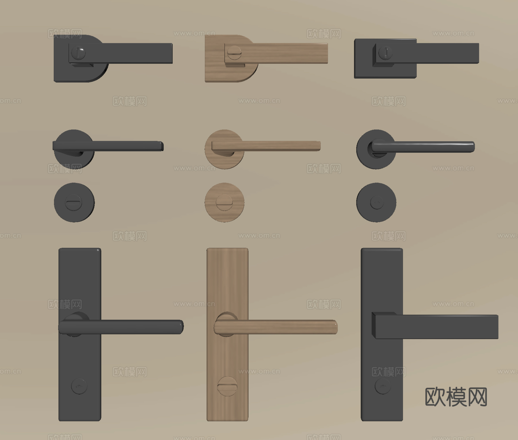 现代门把手 门锁 门把手 房门把手 拉手su模型