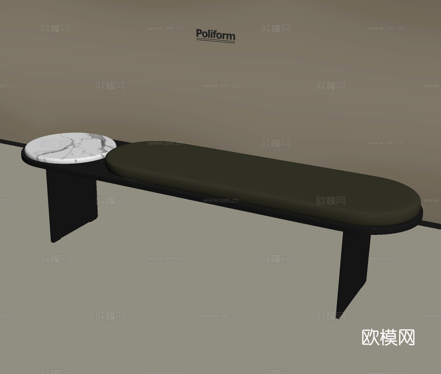 意式床尾凳 长凳 沙发凳 换鞋凳su模型