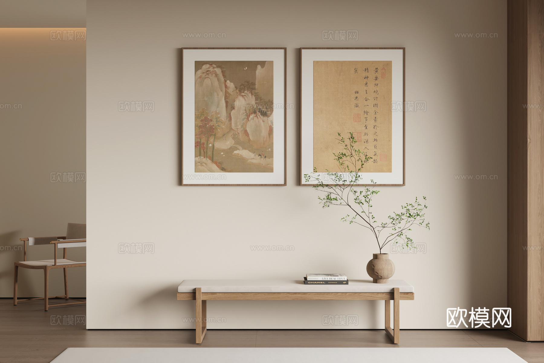 新中式宋式风挂画su模型
