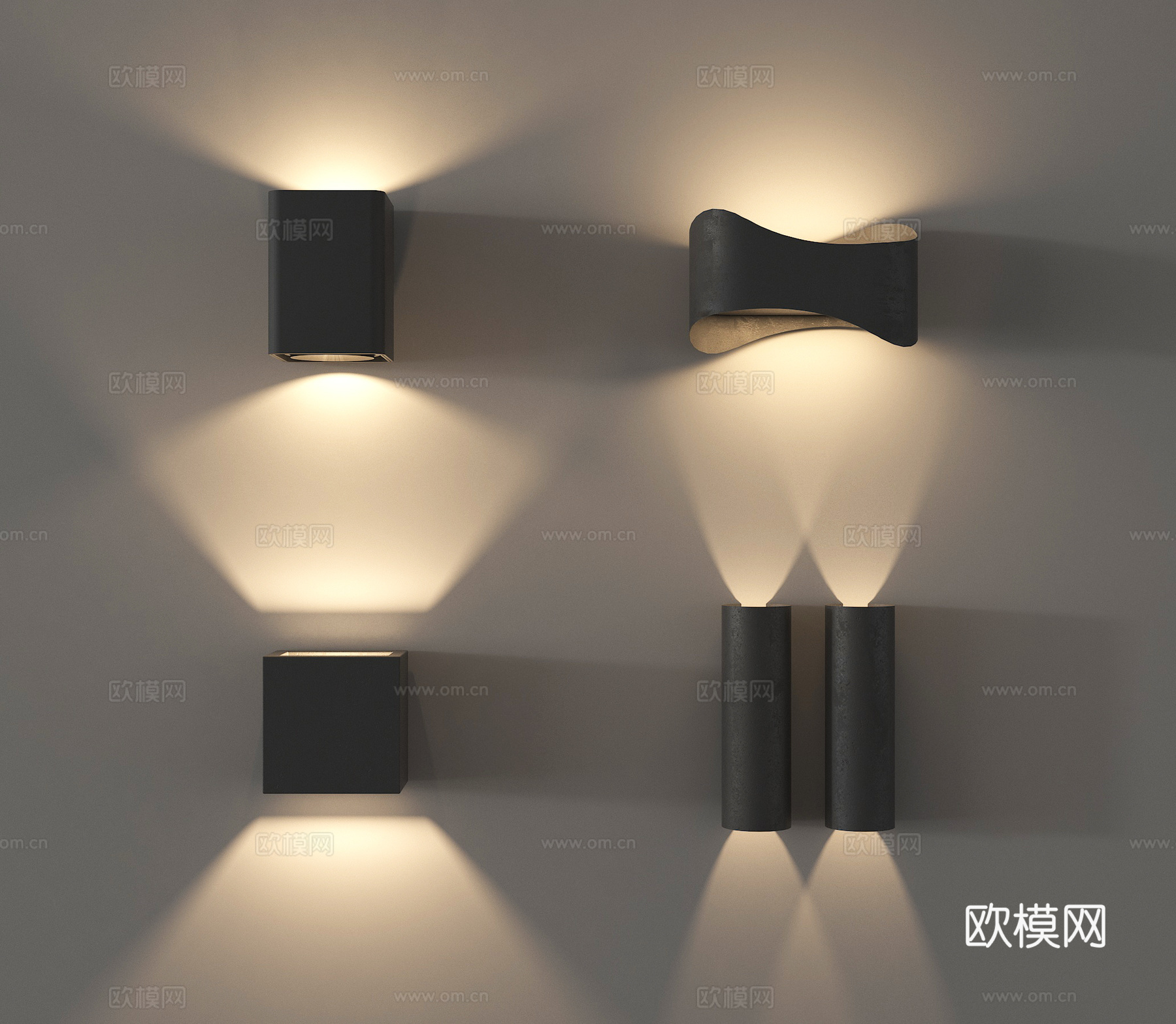 现代壁灯 壁灯组合 户外壁灯 小壁灯 氛围灯su模型