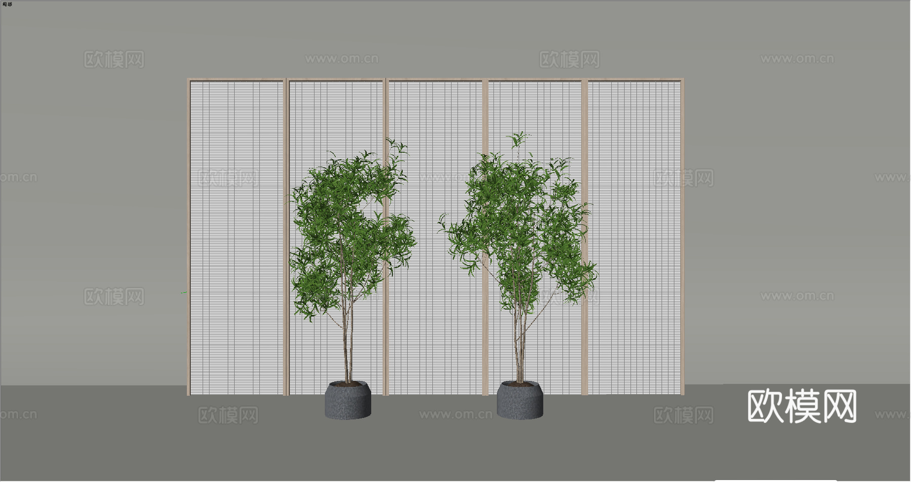 现代植物组合盆栽su模型