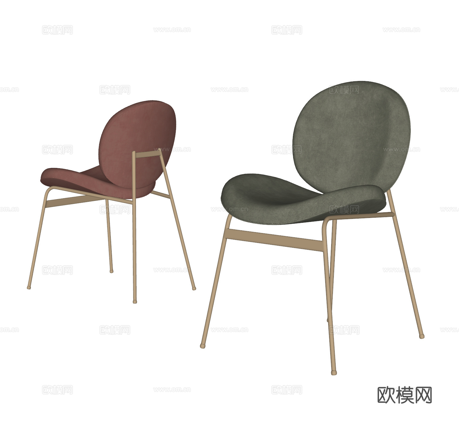 现代轻奢单椅 布艺单椅 餐椅 椅子 休闲椅su模型