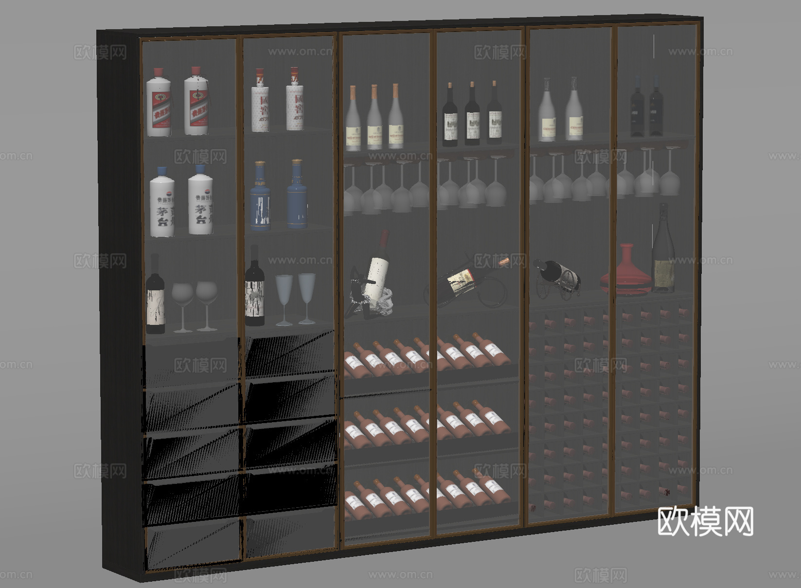 现代酒柜 红酒柜  成品酒柜su模型