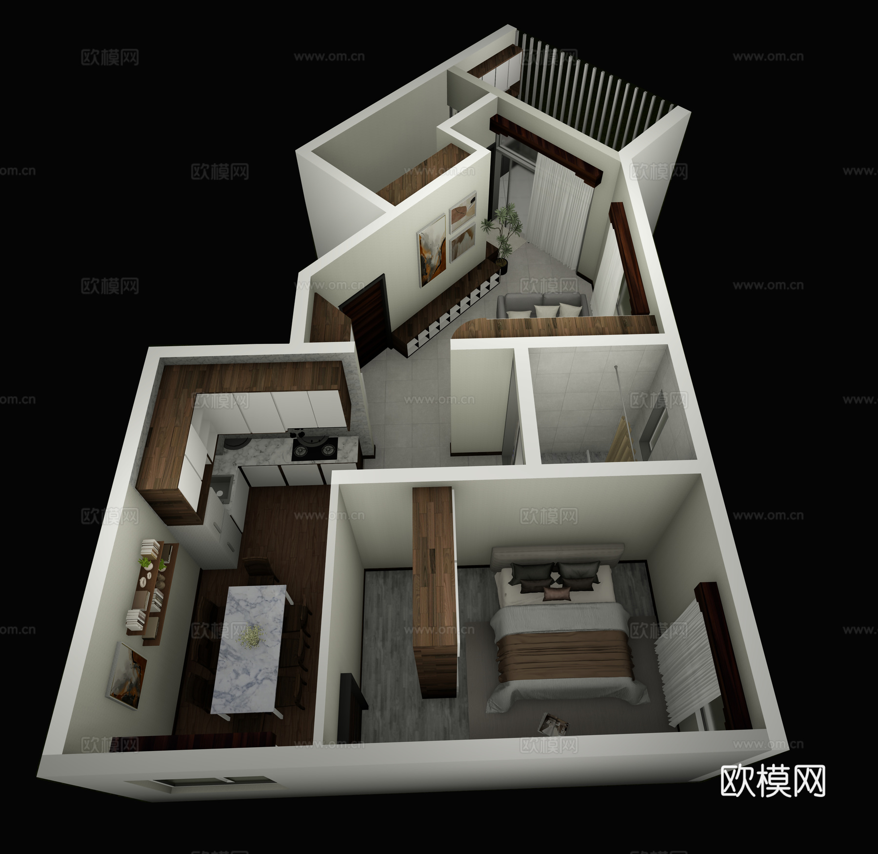 普通住宅中等户型su模型