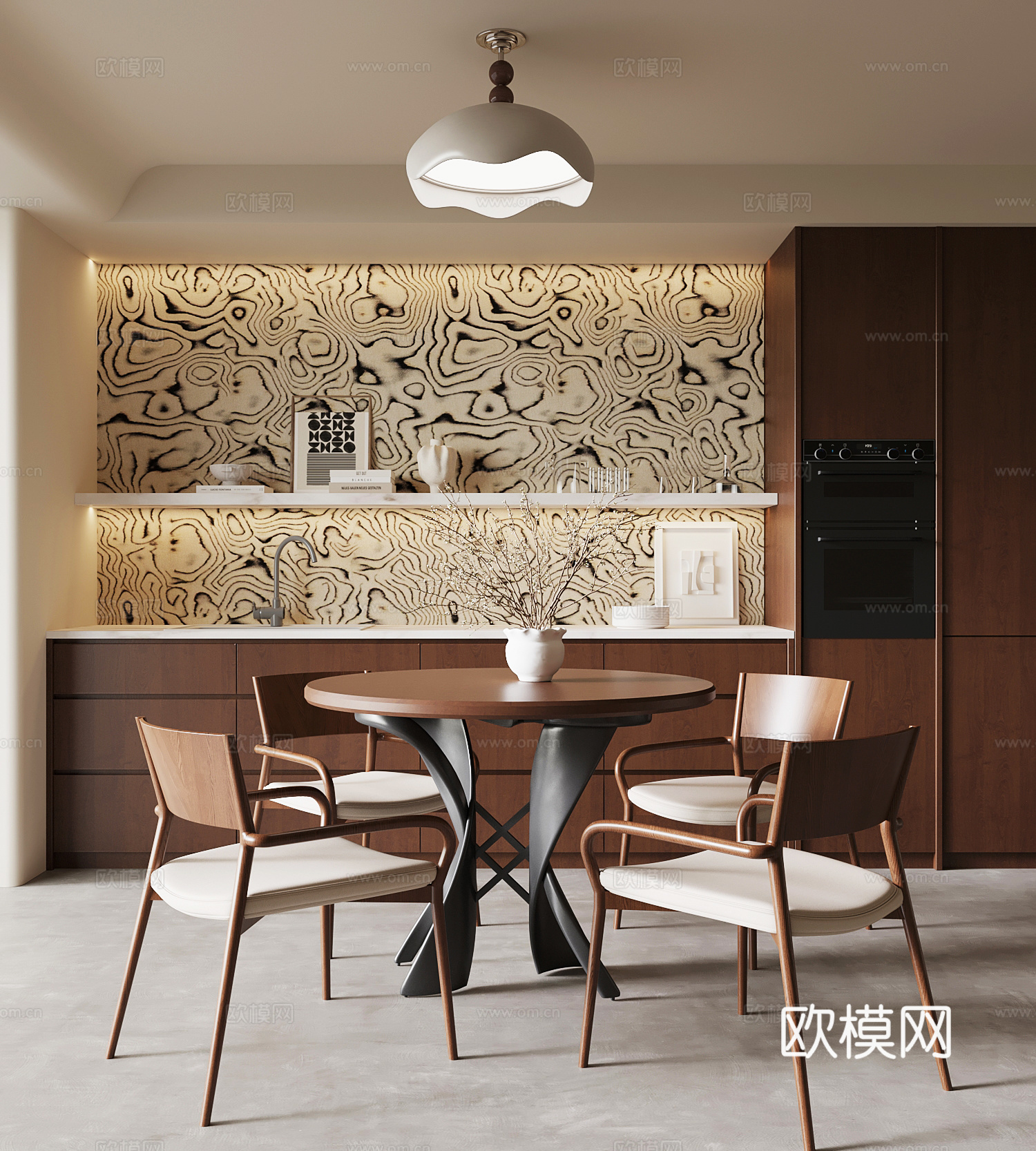 中古餐厅 餐桌椅 餐边柜3d模型下载