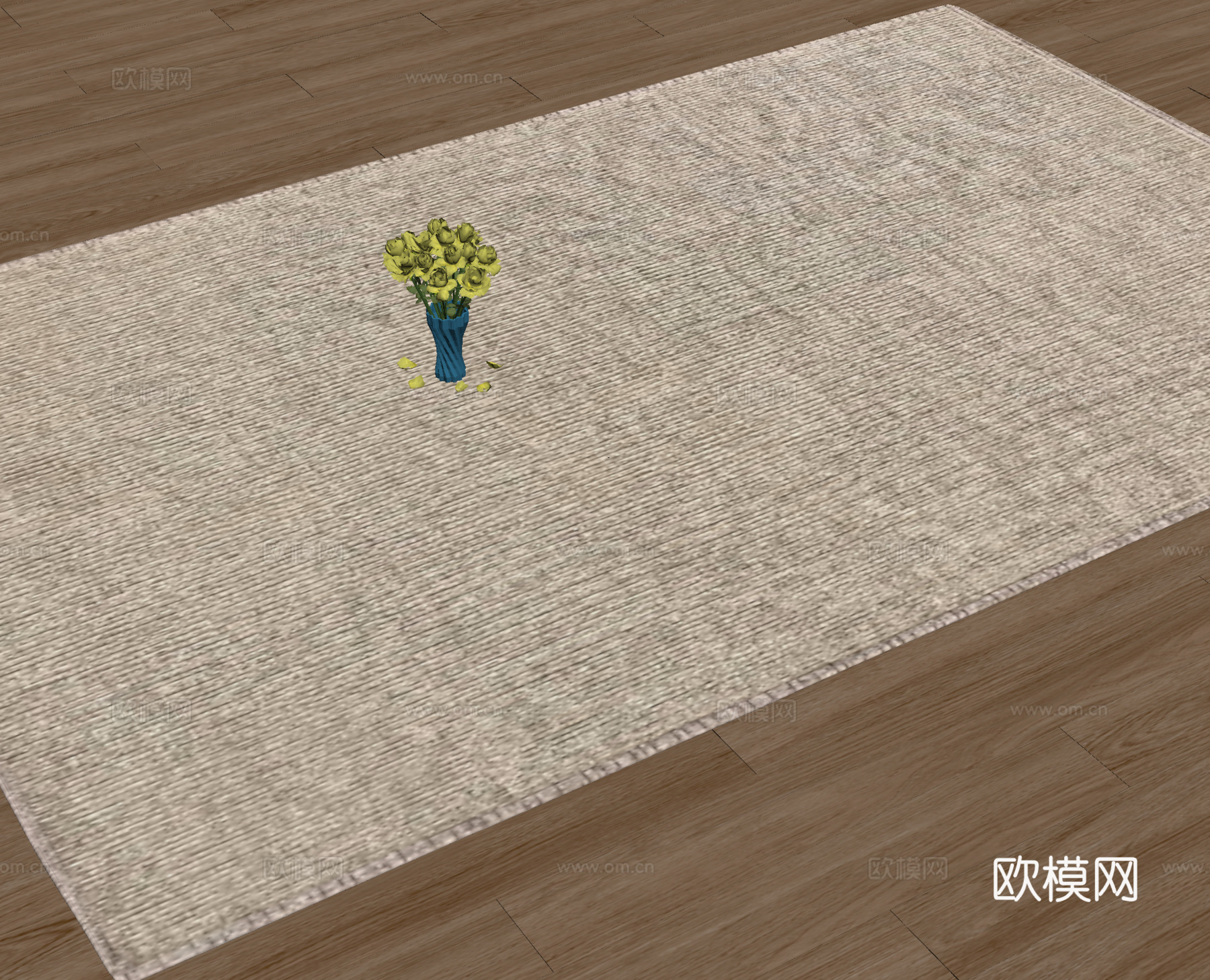 侘寂棉麻地毯 长方形地毯su模型