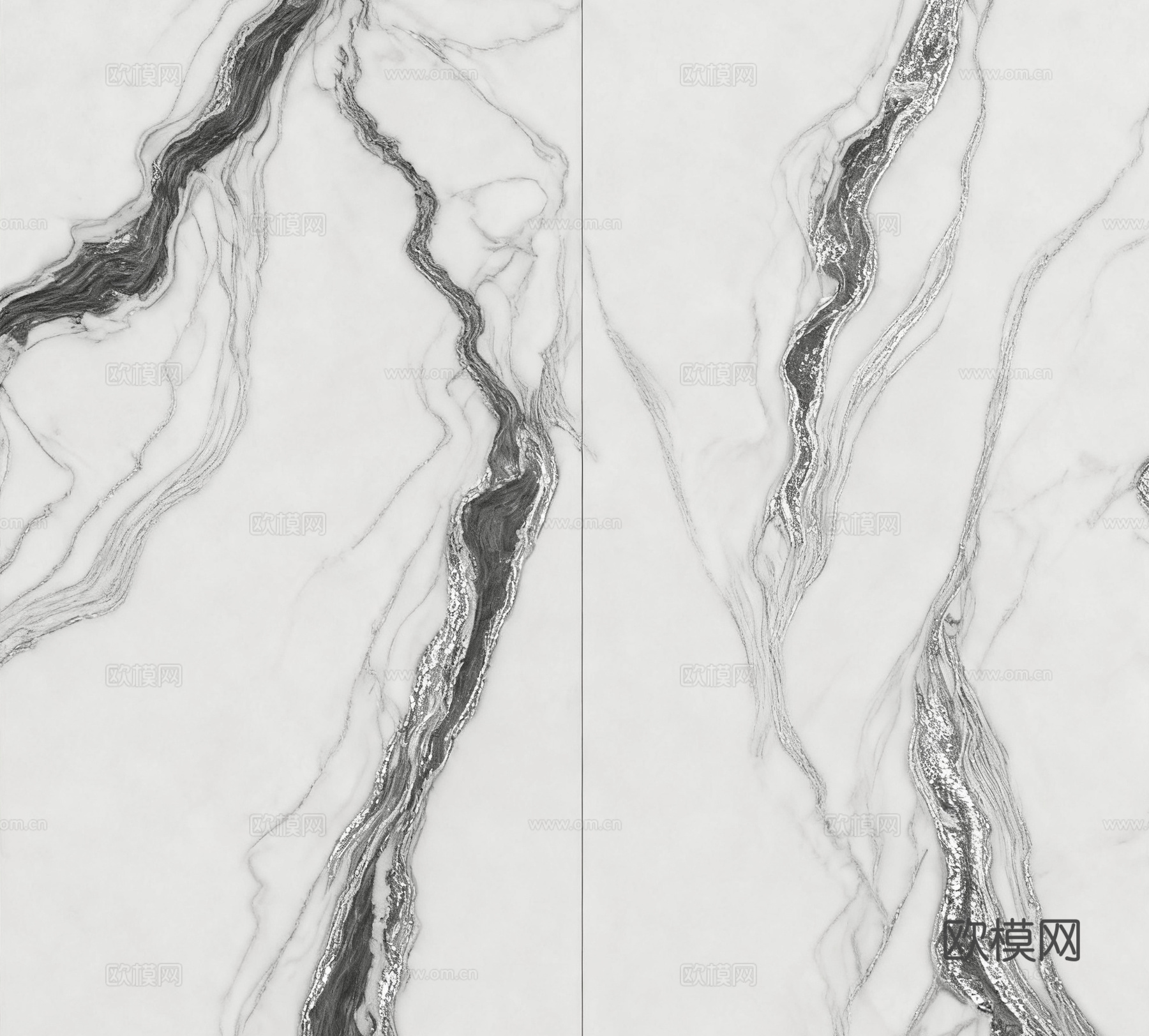 仿大理石纹理白色花纹银色抽象装饰画