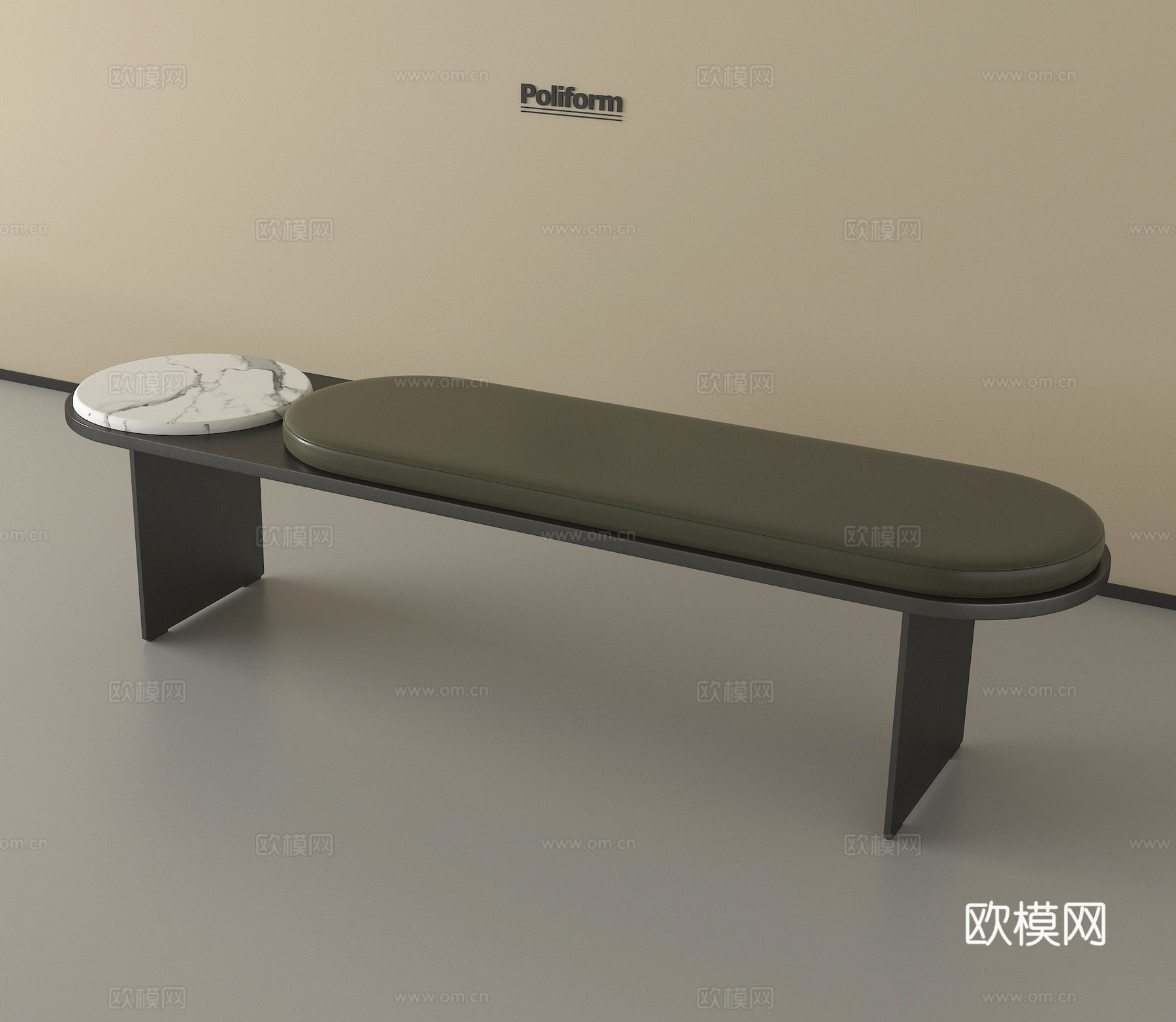 意式床尾凳 长凳 沙发凳 换鞋凳3d模型下载