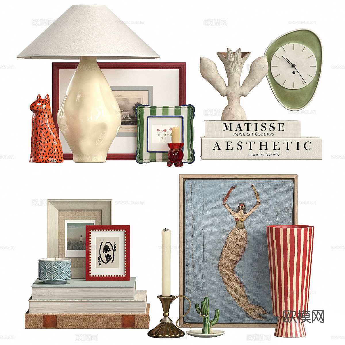 新古典中古风饰品摆件组合3d模型下载（渲染图1）