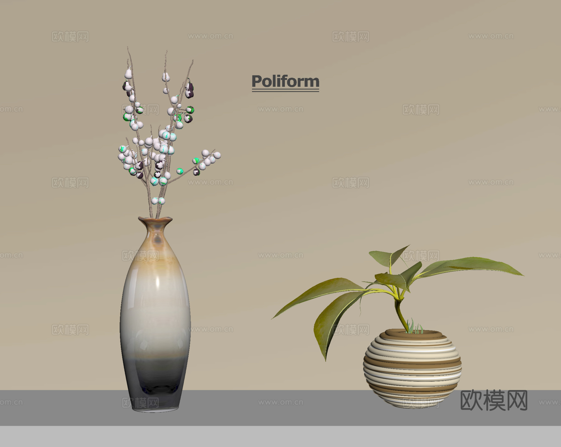 中古风花瓶 花瓶 花艺su模型