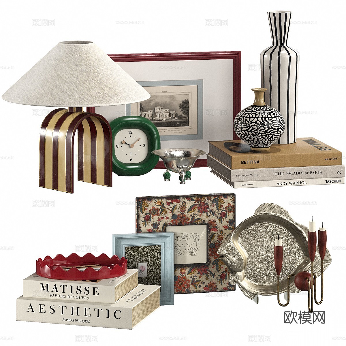 新古典中古风饰品摆件组合3d模型下载（渲染图1）