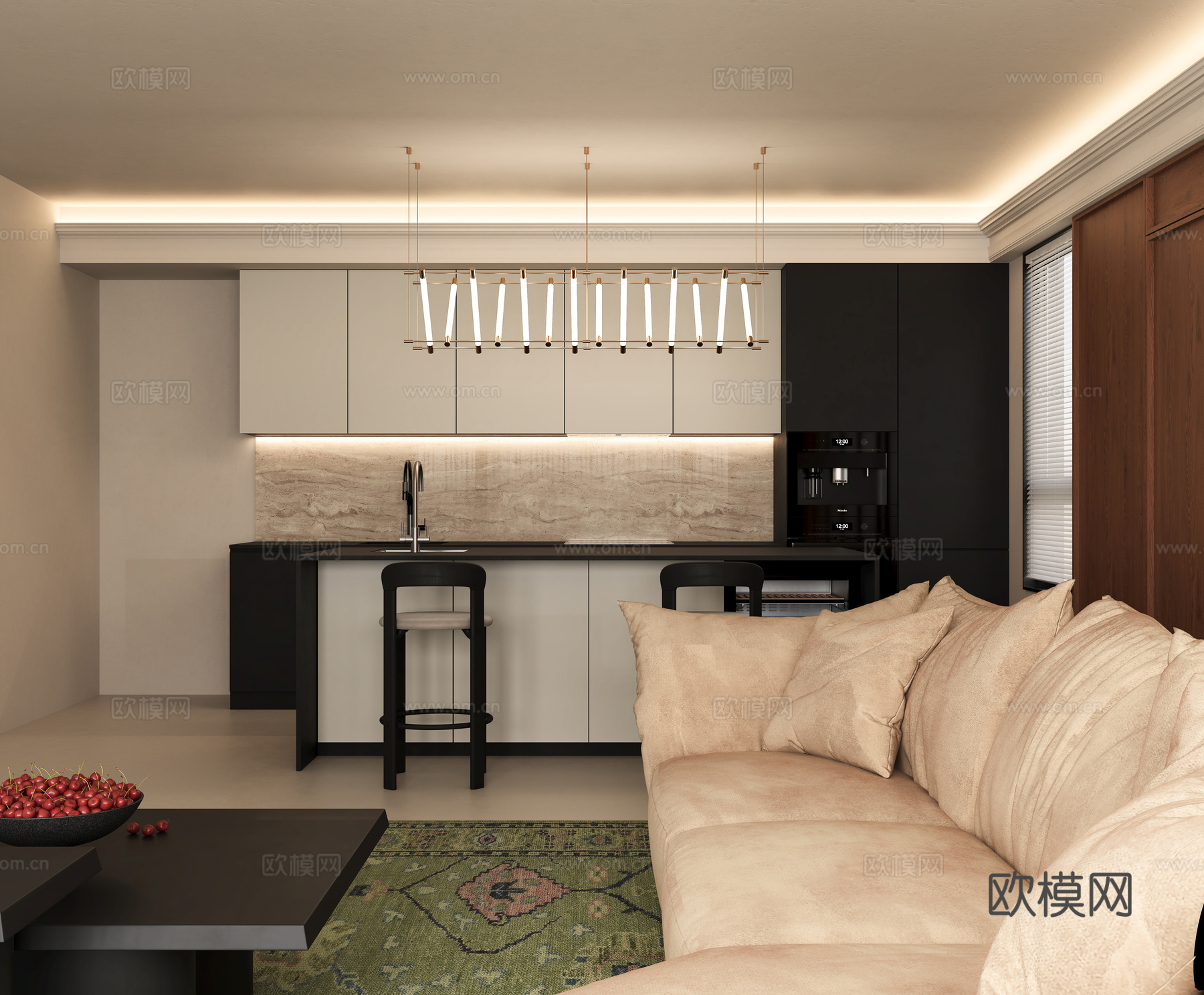 中古客餐厅3d模型下载（渲染图4）