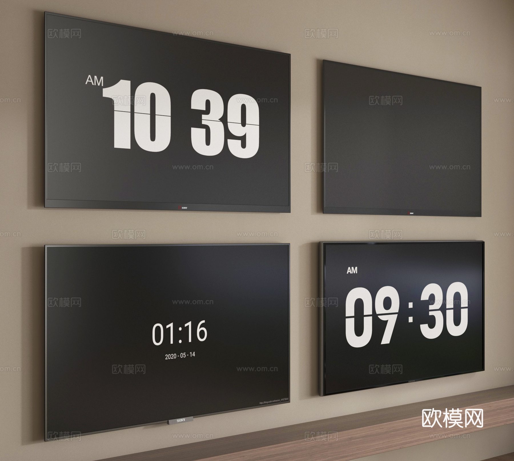 现代智能电视 液晶电视 壁挂电视su模型