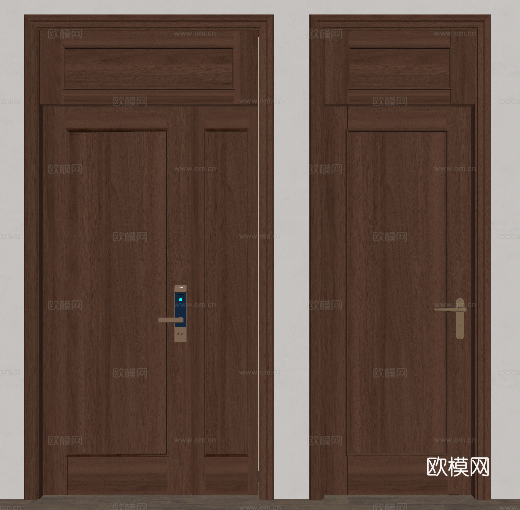 新中式单开门 平开门 卧室门 入户门 指纹锁门su模型