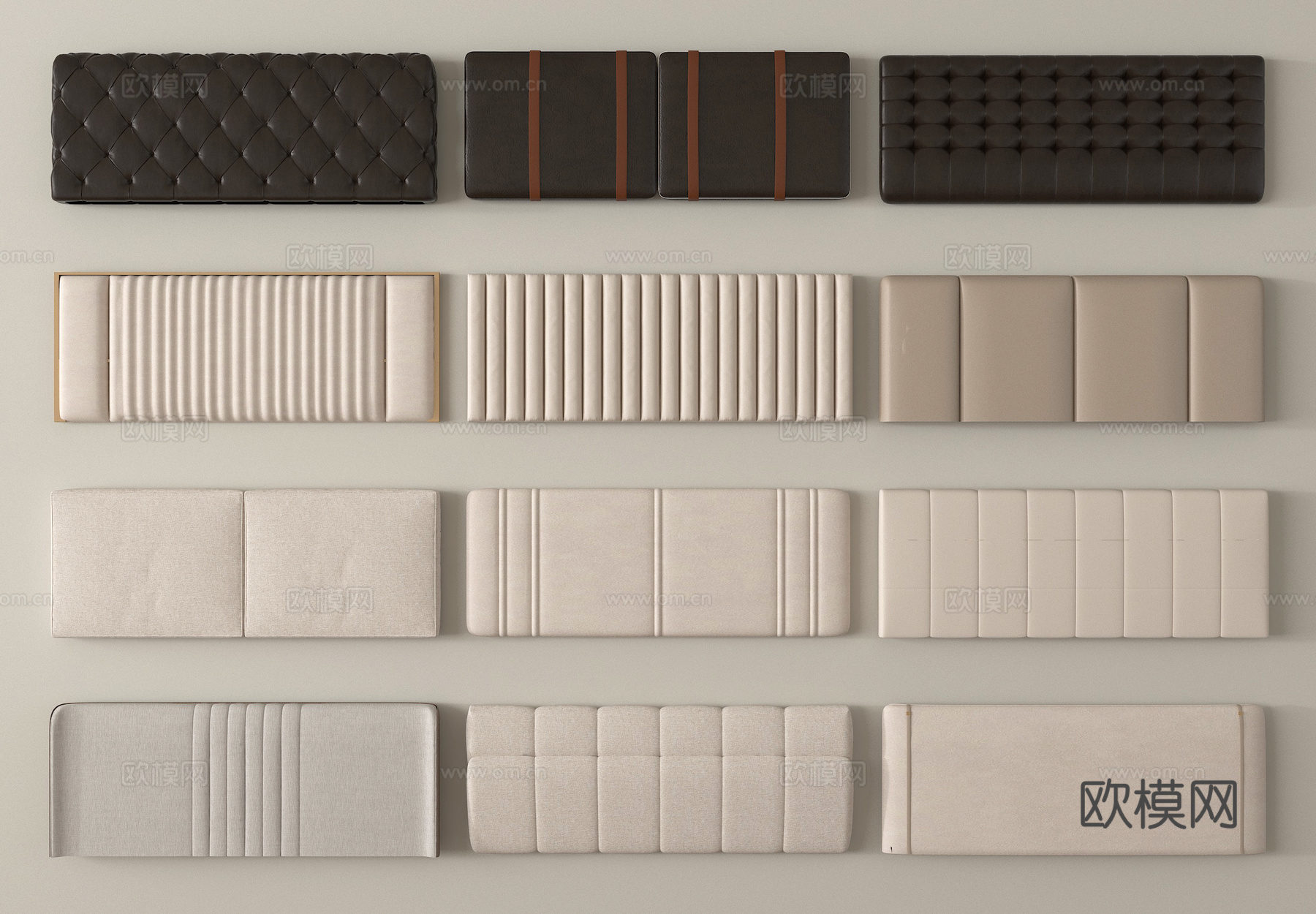 现代床靠背 床品 床头3d模型下载