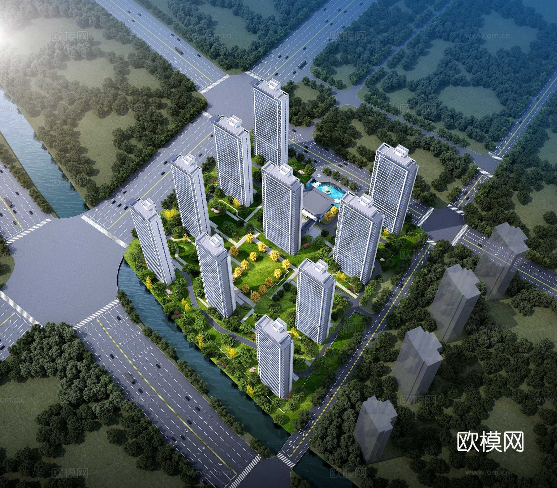 住宅鸟瞰3d模型下载