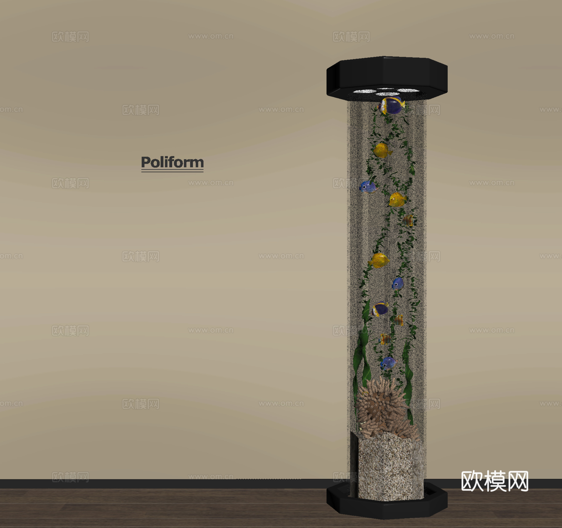 现代玻璃鱼缸 水族缸 观赏鱼su模型