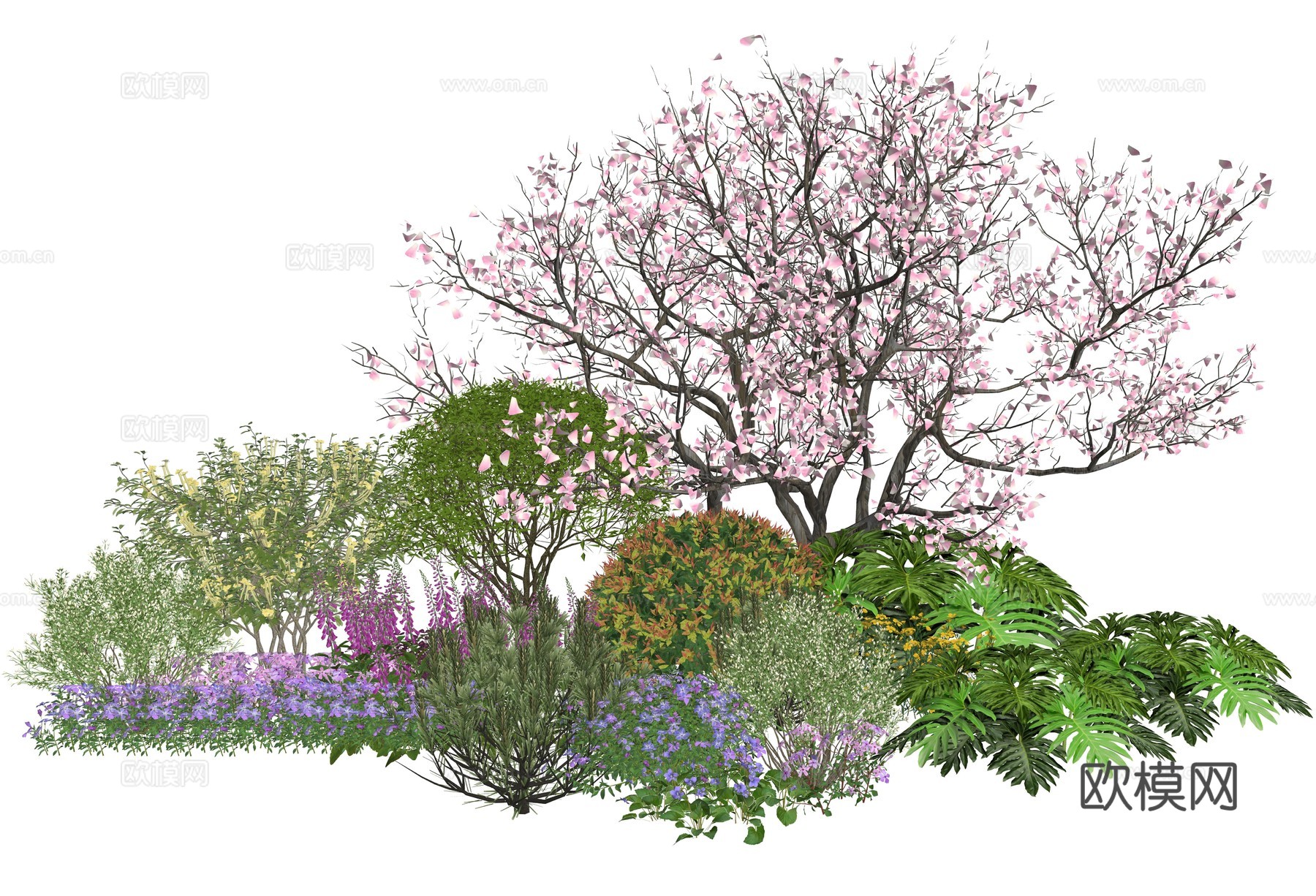 现代庭院植物堆景观组合su模型