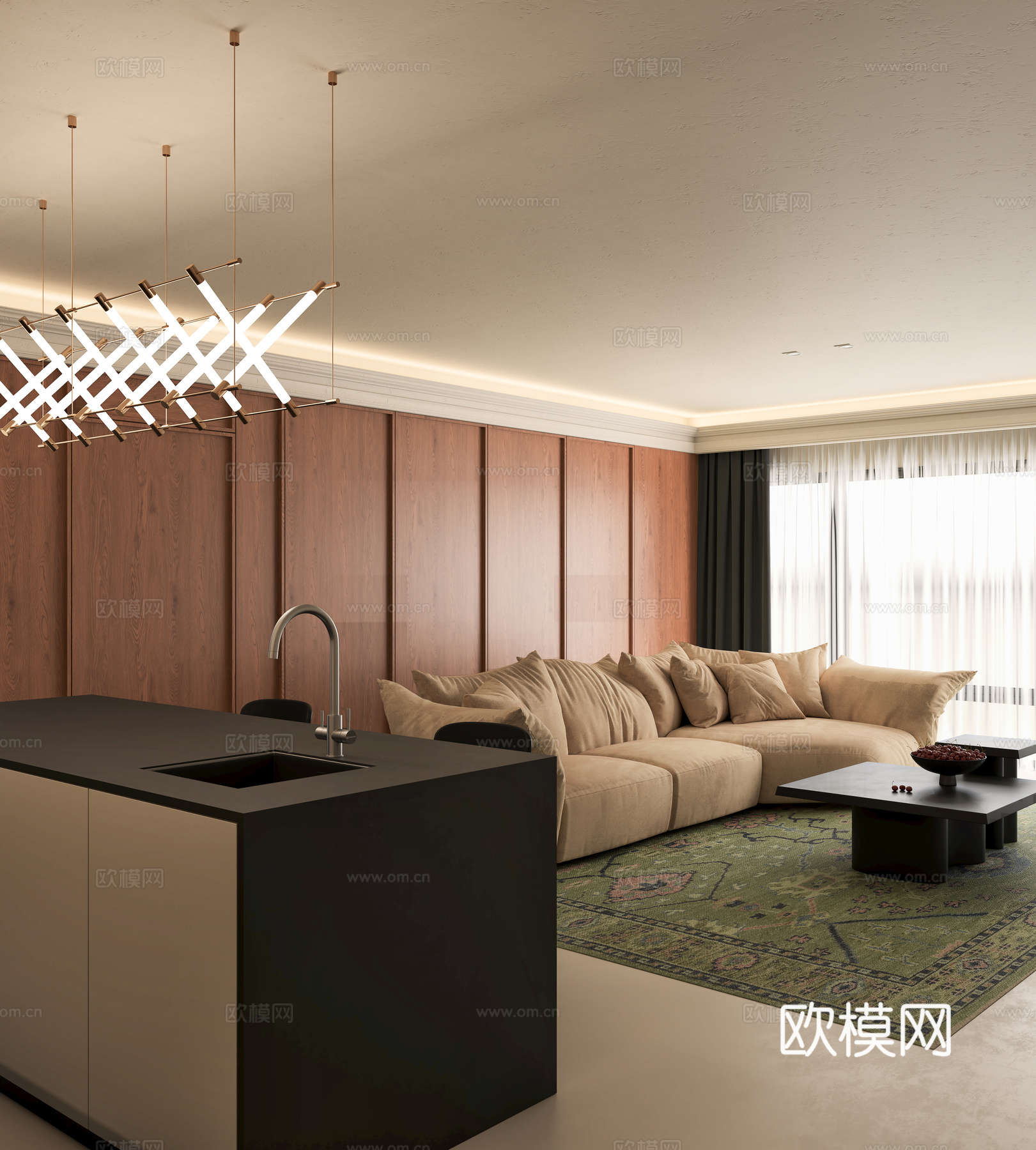 中古客餐厅3d模型下载（渲染图3）