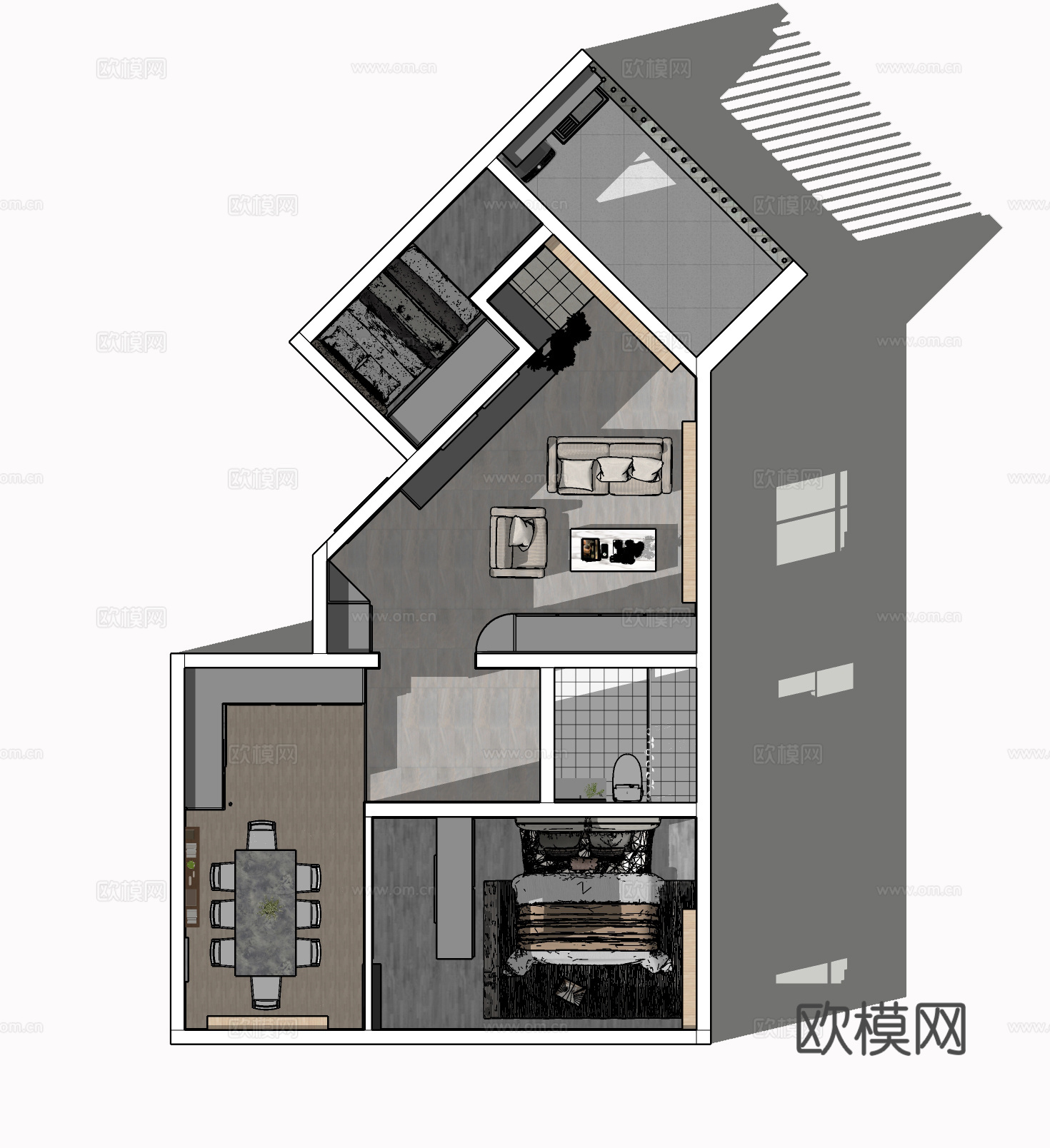普通住宅中等户型su模型