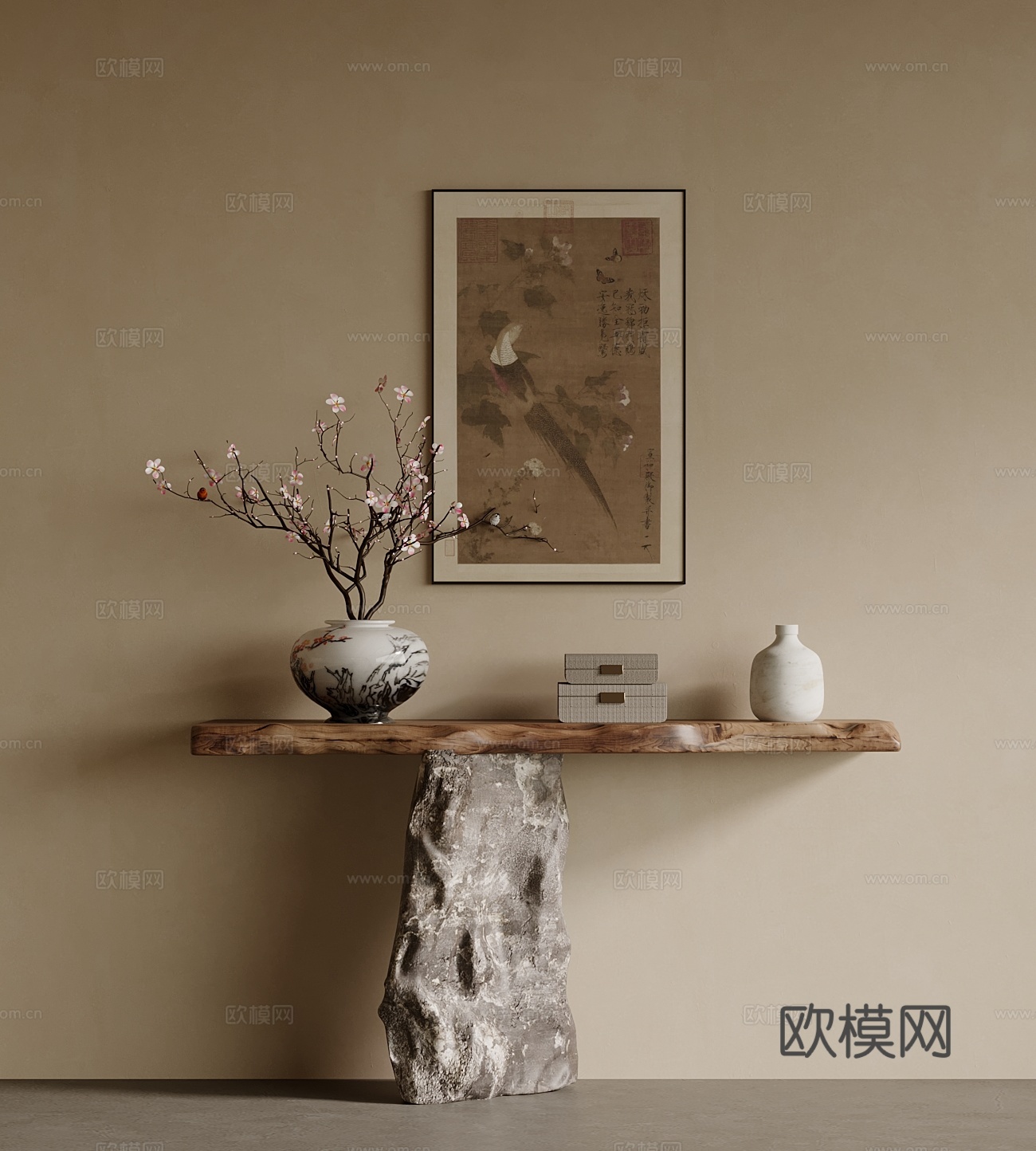 新中式玄关su模型