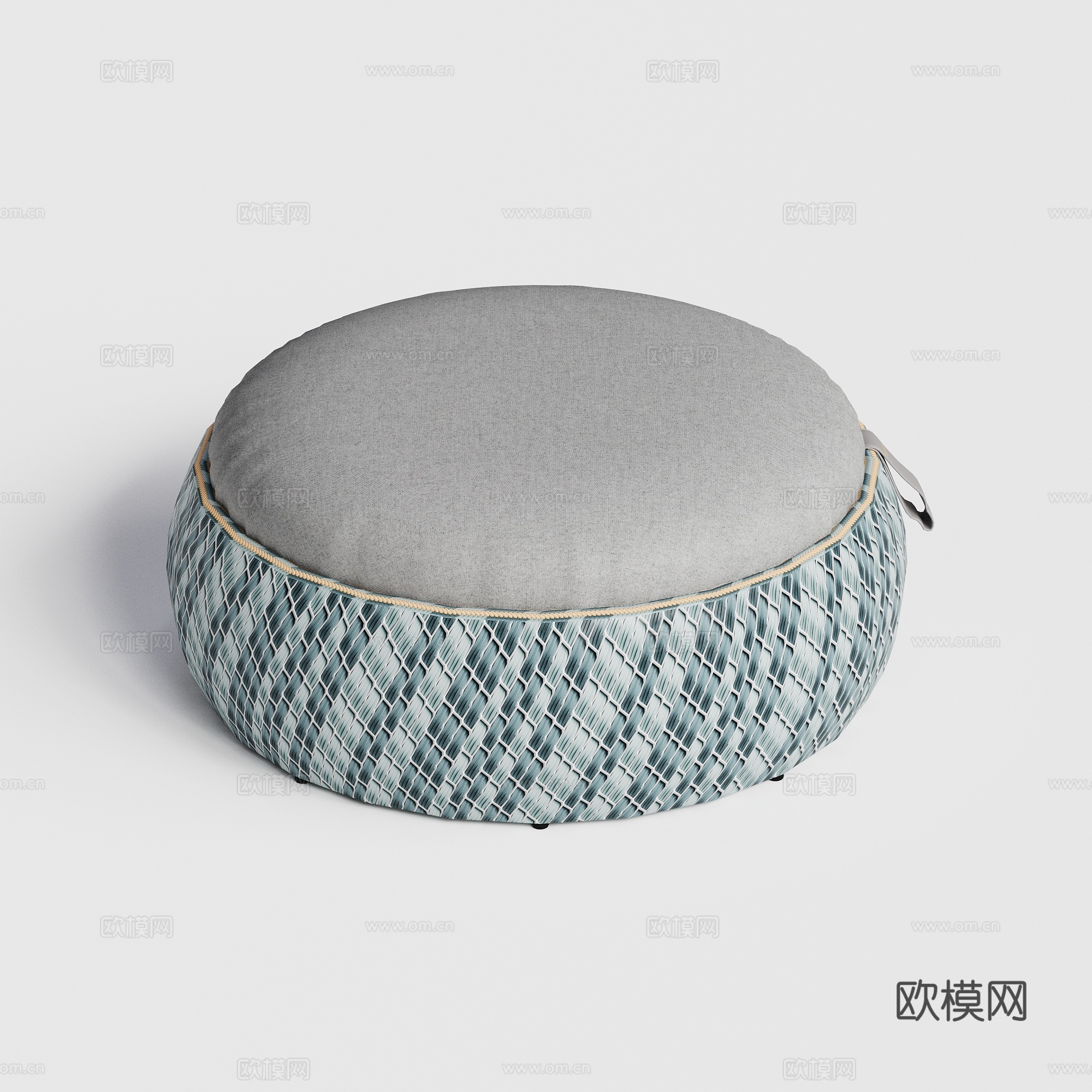 DEDON - 现代户外茶几 藤编 圆形茶几 坐凳 坐墩su模型