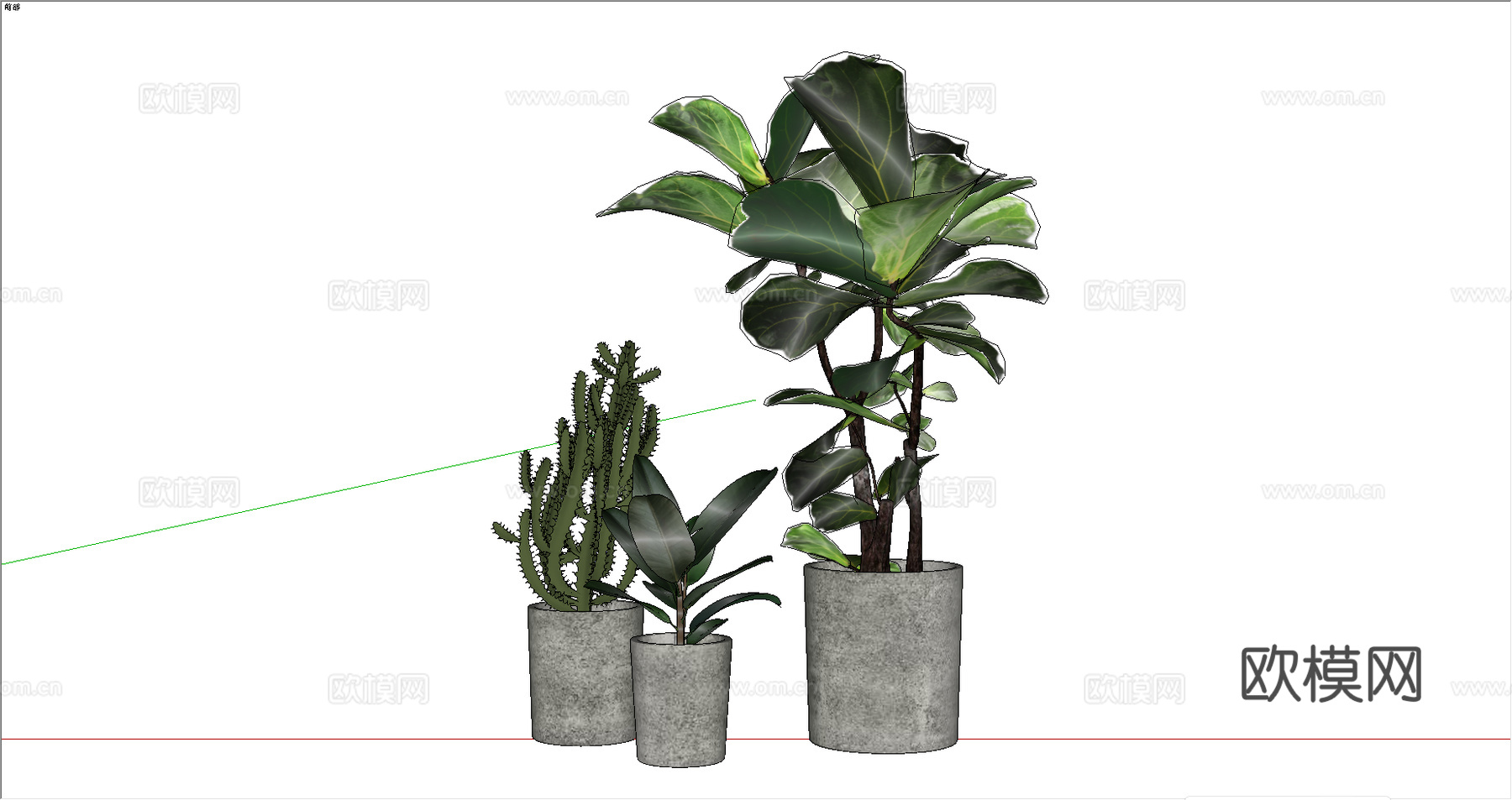 现代植物组合盆栽su模型